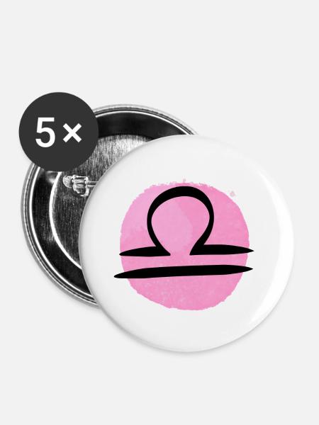 Sternzeichen Waage - Buttons groß 56 mm (5er Pack) - Weiß