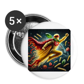 Spagettiman - Buttons groß 56 mm (5er Pack) - Weiß - Vorne