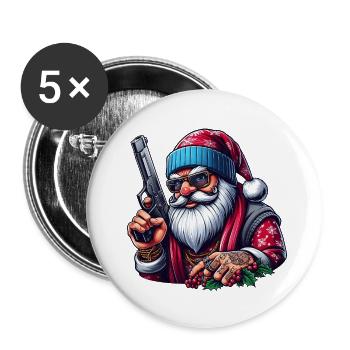 Gangster Santa - Buttons groß 56 mm (5er Pack) - Weiß - Vorne