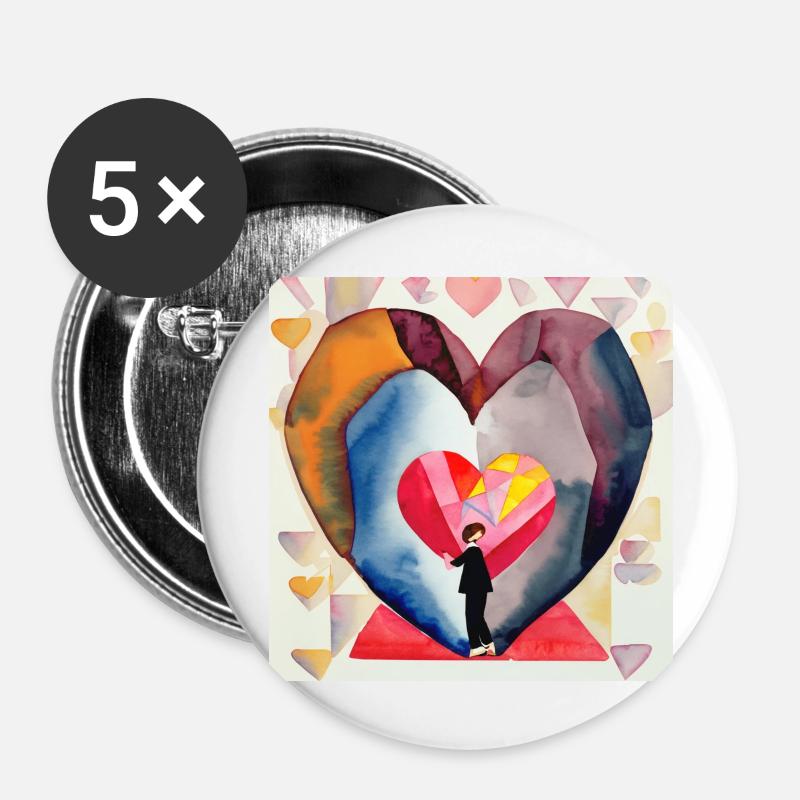 Knocking on the Heart - Buttons large 2.2''/56 mm (5-pack) - white