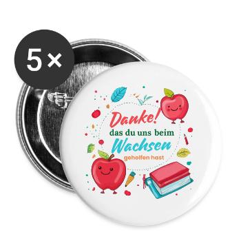 Danke das du uns beim Wachsen geholfen hast! - Buttons groß 56 mm (5er Pack) - Weiß - Vorne