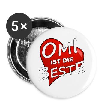 OMI IST DIE BESTE - Buttons groß 56 mm (5er Pack) - Weiß - Vorne