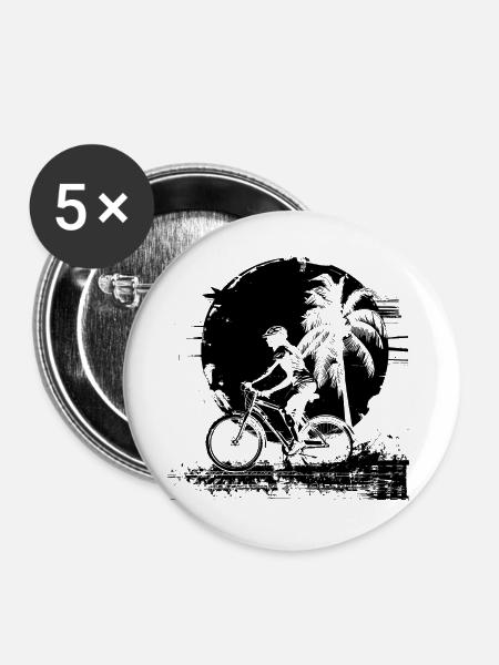 Radfahrerin Mädchen - Buttons groß 56 mm (5er Pack) - Weiß