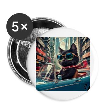 Cat on tour - I love Hong Kong! - Buttons groß 56 mm (5er Pack) - Weiß - Vorne