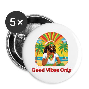 – Rasta-Man Jamaica Summer Sun - Lot de 5 grands badges (56 mm) - blanc - Devant