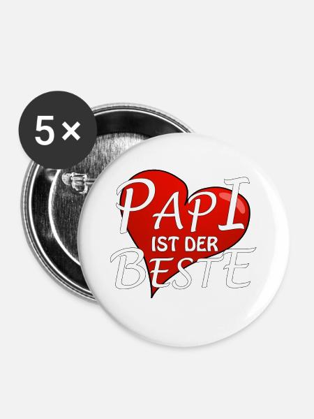 PAPI IST DER BESTE - Buttons groß 56 mm (5er Pack) - Weiß