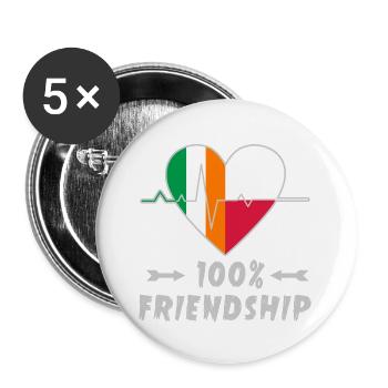 L'Irlande et la Pologne : amitié à 100 % - Lot de 5 grands badges (56 mm) - blanc - Devant