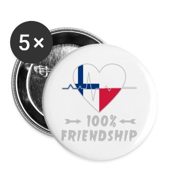 Finnland und Polen 100% Freundschaft - Buttons groß 56 mm (5er Pack) - Weiß - Vorne