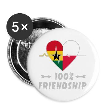 Ghana und Polen 100% Freundschaft - Buttons groß 56 mm (5er Pack) - Weiß - Vorne