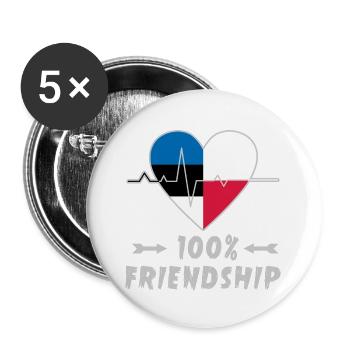 Estonia and Poland 100% friendship - Buttons large 2.2''/56 mm (5-pack) - white - Front
