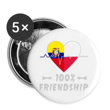 Ecuador und Polen 100% Freundschaft - Buttons groß 56 mm (5er Pack) - Weiß - Vorne