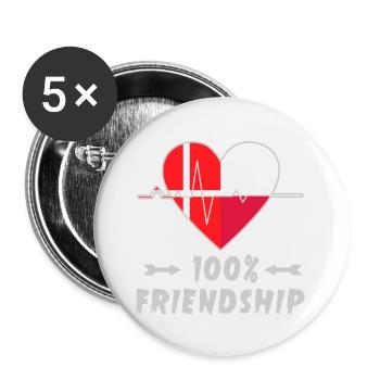 Dänemark und Polen 100% Freundschaft - Buttons groß 56 mm (5er Pack) - Weiß - Vorne