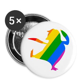 Rainbow Penguin Does Karate - Buttons large 2.2''/56 mm (5-pack) - white - Front