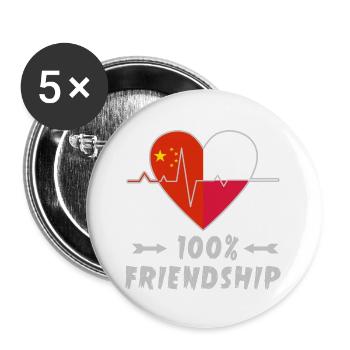 China and Poland 100% friendship - Buttons large 2.2''/56 mm (5-pack) - white - Front