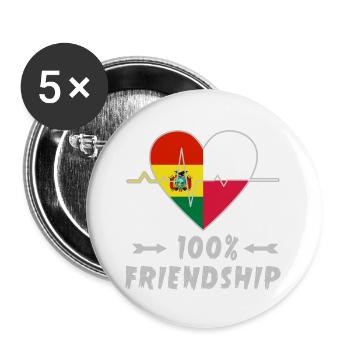 Bolivia and Poland 100% friendship - Buttons large 2.2''/56 mm (5-pack) - white - Front