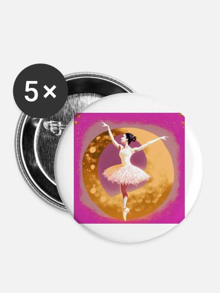 Künstlerischer Tanz - Buttons groß 56 mm (5er Pack) - Weiß