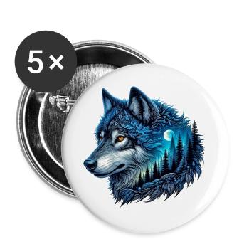 Wolf - Buttons large 2.2''/56 mm (5-pack) - white - Front