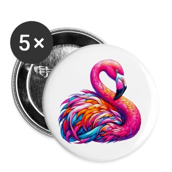 Flamingo - Buttons groß 56 mm (5er Pack) - Weiß - Vorne