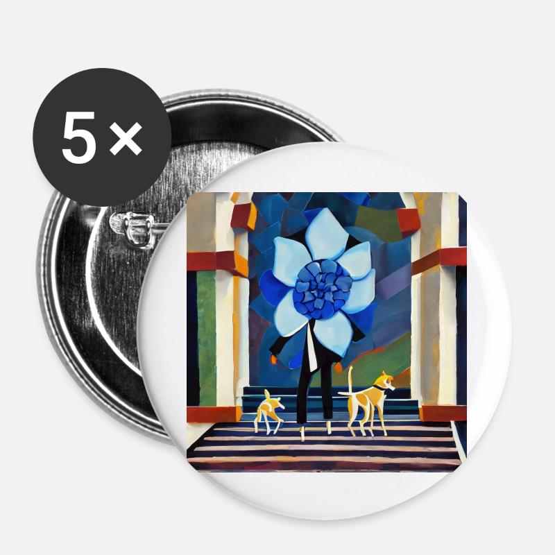 A blue flower in my head - Buttons large 2.2''/56 mm (5-pack) - white