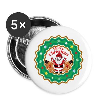 Merry Christmas Santa Cookie - Buttons large 2.2''/56 mm (5-pack) - white - Front
