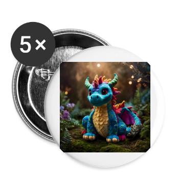 Cute colorful magic dragon in fantasy world - Buttons large 2.2''/56 mm (5-pack) - white - Front