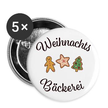 Weihnachten Plätzchen Kekse backen Bäckerei - Buttons groß 56 mm (5er Pack) - Weiß - Vorne