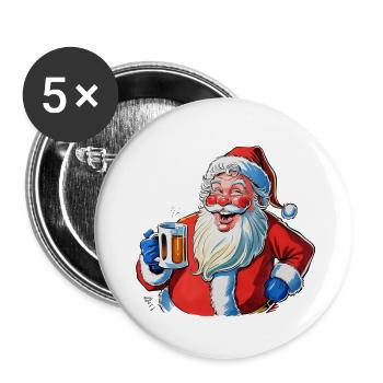 Père Noël - Lot de 5 grands badges (56 mm) - blanc - Devant