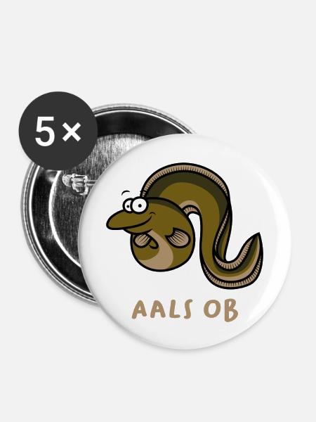 Aal Fisch Angeln Aals ob - Buttons groß 56 mm (5er Pack) - Weiß
