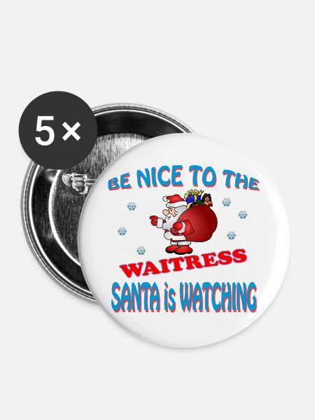 SANTA WAITRESS - Buttons groß 56 mm (5er Pack) - Weiß