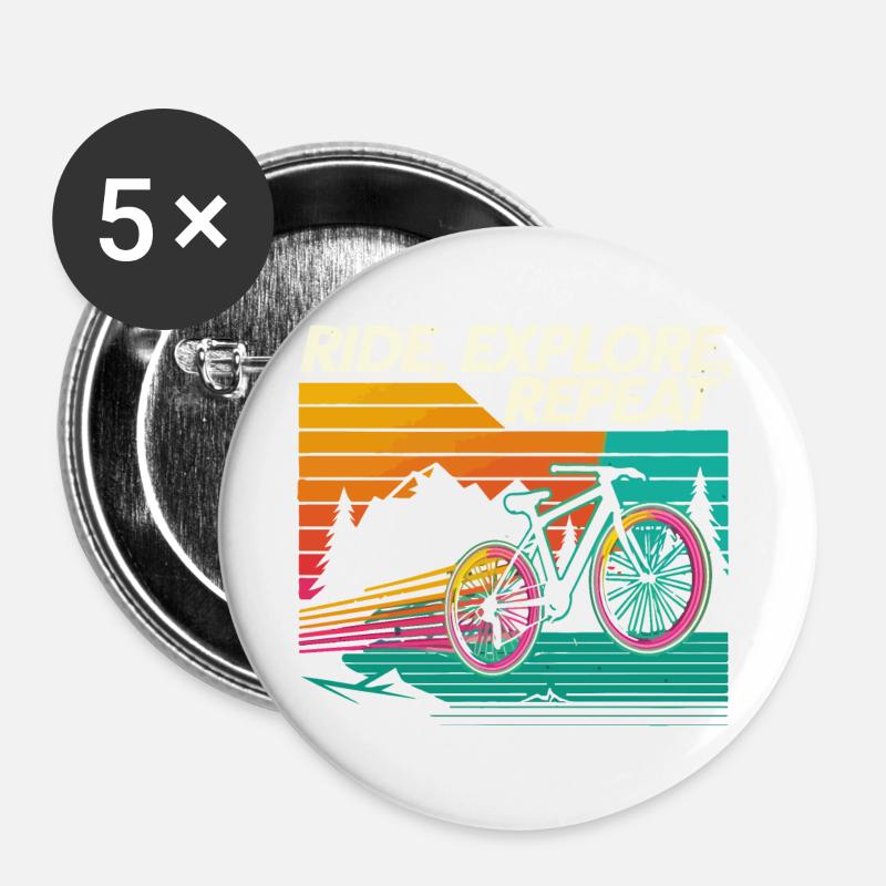 Ride Explore Repeat Adventure - Buttons large 2.2''/56 mm (5-pack) - white