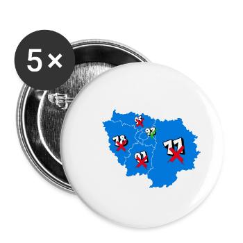 Région île de france - Lot de 5 grands badges (56 mm) - blanc - Devant