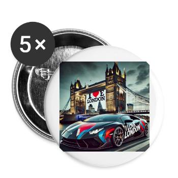 I Love London - Buttons large 2.2''/56 mm (5-pack) - white - Front