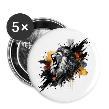 Lion in watercolor, colorful - Buttons large 2.2''/56 mm (5-pack) - white - Front