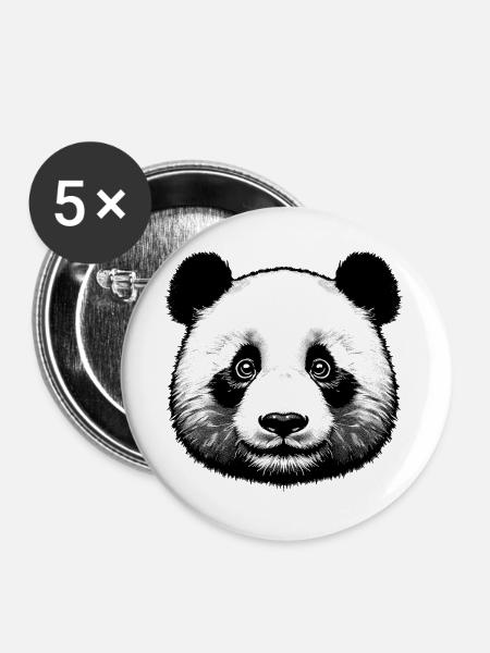 Panda - Buttons groß 56 mm (5er Pack) - Weiß