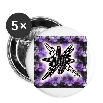 Creatively patterned blob on black and violet - Buttons large 2.2''/56 mm (5-pack) - white - Front