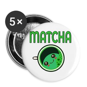 KAWAII MATCHA GRÜNER TEE - Buttons groß 56 mm (5er Pack) - Weiß - Vorne