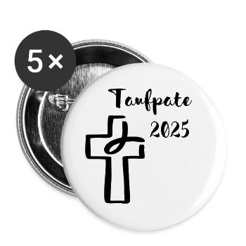 Godfather 2025 Fish dives into cross - Buttons large 2.2''/56 mm (5-pack) - white - Front