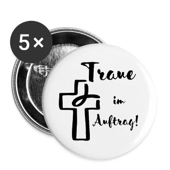 Traue im Auftrag Fisch taucht ins Kreuz Hochzeit - Buttons groß 56 mm (5er Pack) - Weiß - Vorne