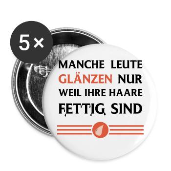 Design "Greasy Shine" - Buttons groß 56 mm (5er Pack) - Weiß - Vorne