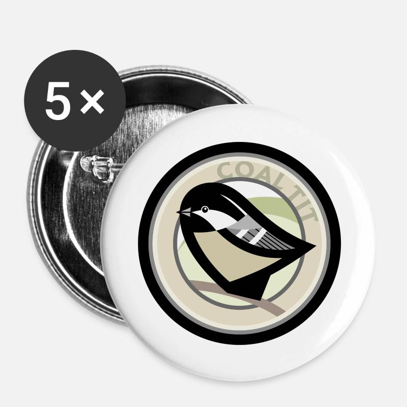 Kohlenmeise - Buttons groß 56 mm (5er Pack) - Weiß