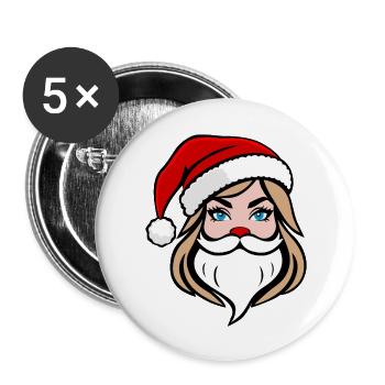 weihnachtsfrau Weihnachten female mrs. santa clara - Lot de 5 grands badges (56 mm) - blanc - Devant