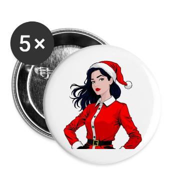 weihnachtsfrau Weihnachten female mrs. santa clara - Lot de 5 grands badges (56 mm) - blanc - Devant