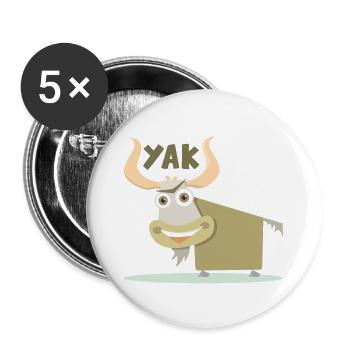 Fröhliche und farbenfrohe Illustration eines Yaks - Buttons groß 56 mm (5er Pack) - Weiß - Vorne