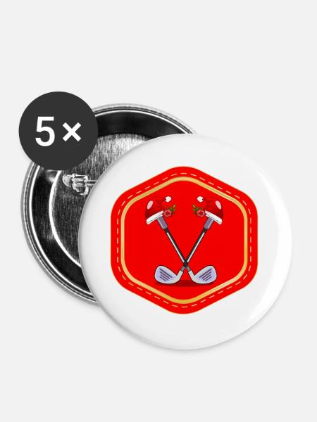 WEIHNACHTEN GOLFSPIELEN GOLFSCHLÄGER - Buttons groß 56 mm (5er Pack) - Weiß