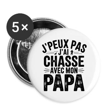 Ich kann nicht, ich bin mit meinem Vater gejagt - Buttons groß 56 mm (5er Pack) - Weiß - Vorne