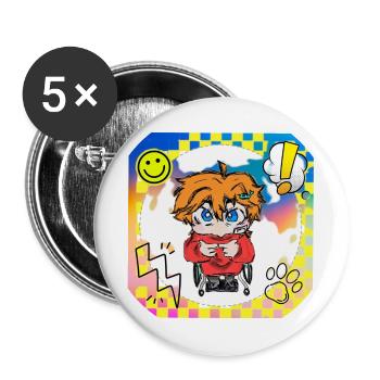 Colorful Pop Art Wheelchair Hero - Buttons large 2.2''/56 mm (5-pack) - white - Front