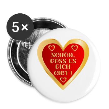 SCHÖN DASS ES DICH GIBT HERZ - Buttons groß 56 mm (5er Pack) - Weiß - Vorne