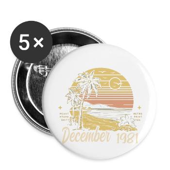 Décembre 1981 Cadeau d’anniversaire Décembre 1981 - Lot de 5 grands badges (56 mm) - blanc - Devant