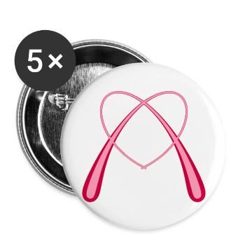 Unique Pink Love Heart - Buttons large 2.2''/56 mm (5-pack) - white - Front
