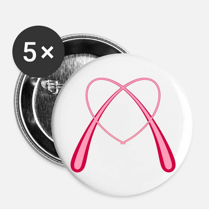 Unique Pink Love Heart - Buttons large 2.2''/56 mm (5-pack) - white